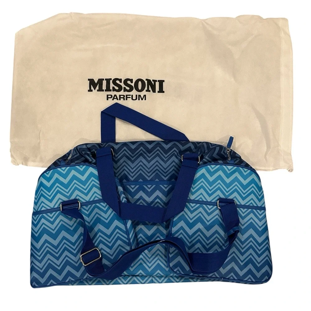MISSONI Chevron Blue LARGE WEEKENDER TRAVEL BAG Authentic